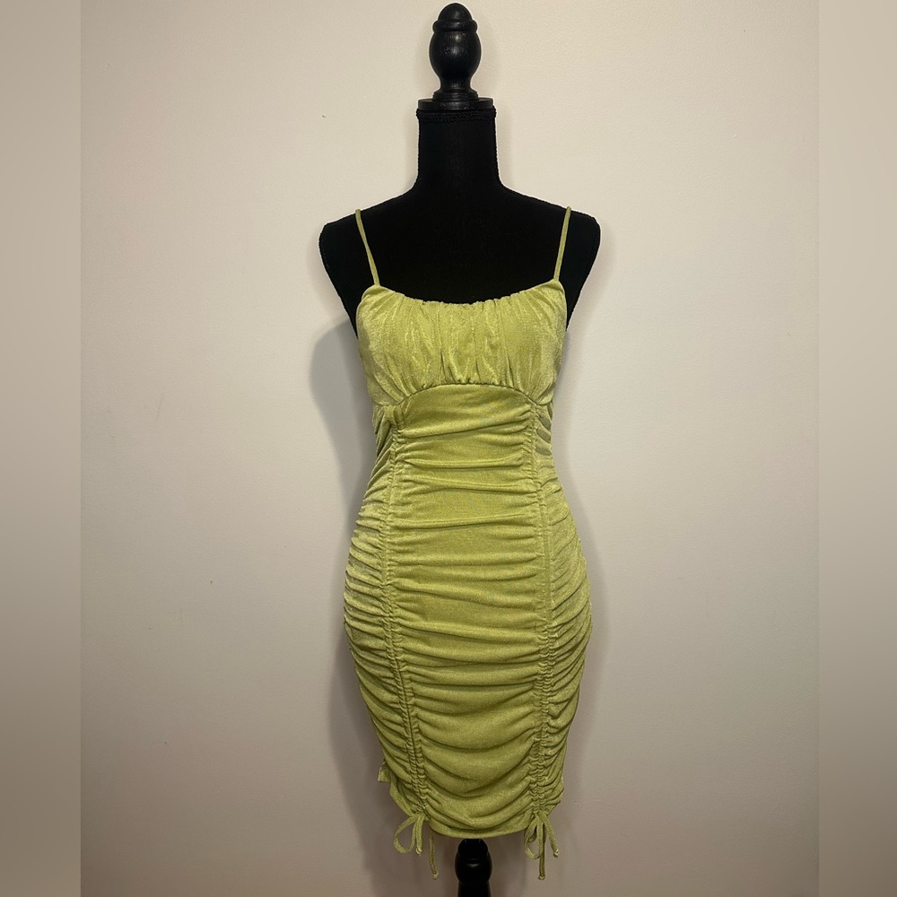 Green Ruched Tank Dress